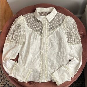 ALEXIS Elegant White Lace Blouse
